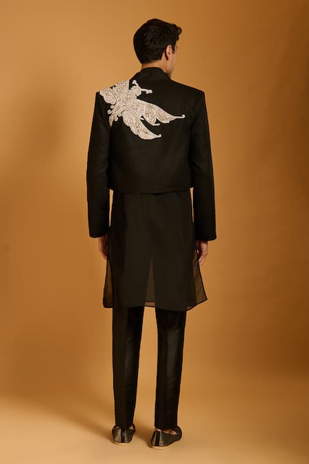 Siddartha Tytler Dragonfly Embroidered Jacket Pant Set 