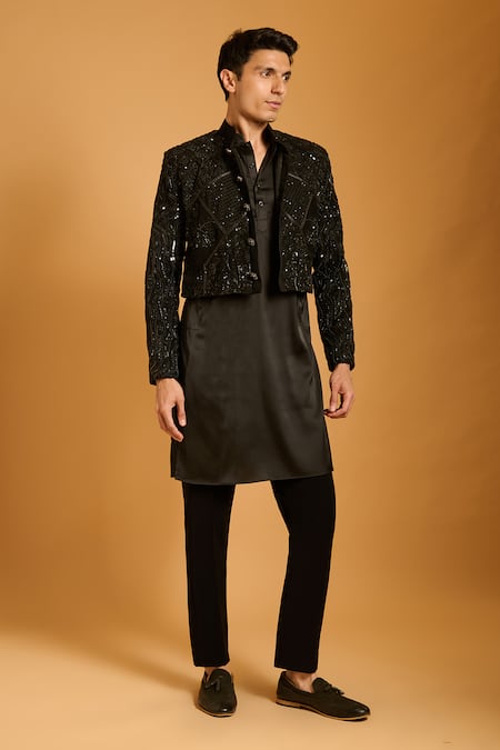 Siddartha Tytler Sequin Embellished Jacket Pant Set 