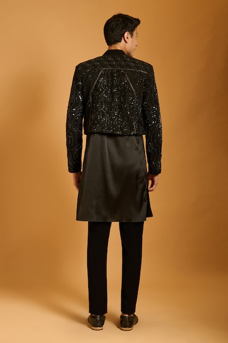 Siddartha Tytler Sequin Embellished Jacket Pant Set 