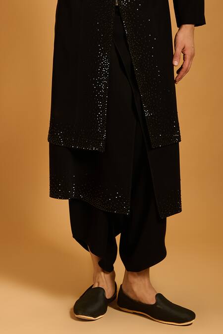 Siddartha Tytler Black Microfiber Crystals Work Zipper Sherwani Set Online at Aza Fashions Siddartha Tytler_Black Microfiber Crystals Work Zipper Sherwani Set _Online_at_Aza_Fashions