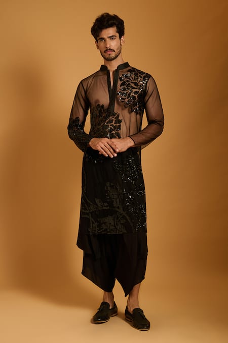 Siddartha Tytler Floral Sequin Work Sheer Kurta Set 