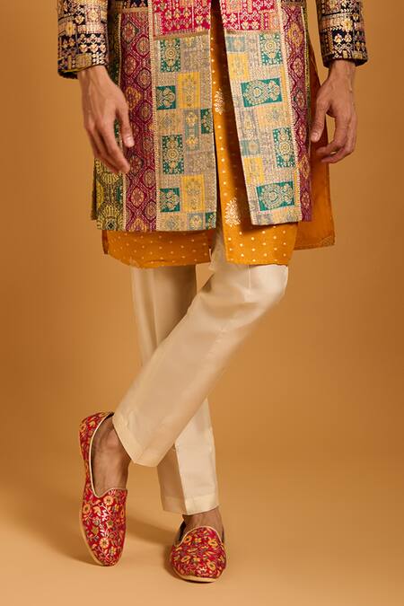 Siddartha Tytler Multi Color Brocade, Chanderi, Polyester, Silk Quilted And Panelled Sherwani Set Online at Aza Fashions Siddartha Tytler_Multi Color Brocade, Chanderi, Polyester, Silk Quilted And Panelled Sherwani Set _Online_at_Aza_Fashions