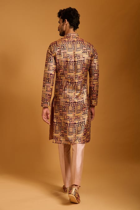 Siddartha Tytler Quilted & Crystallized Brocade Sherwani Set 