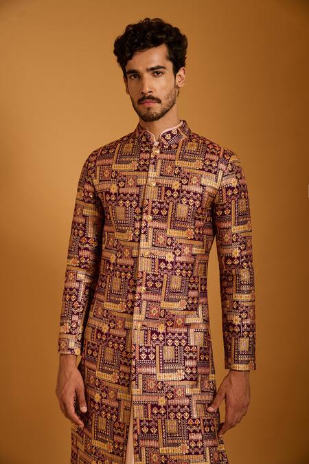 Siddartha Tytler Multi Color Brocade Crystals, Metallic Quilted And Crystallized Sherwani Set Online at Aza Fashions Siddartha Tytler_Multi Color Brocade Crystals, Metallic Quilted And Crystallized Sherwani Set _Online_at_Aza_Fashions