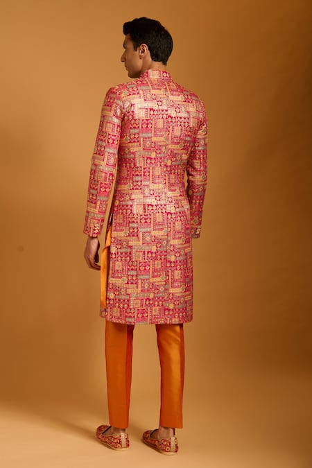 Siddartha Tytler Quilted & Crystallized Brocade Sherwani Set 