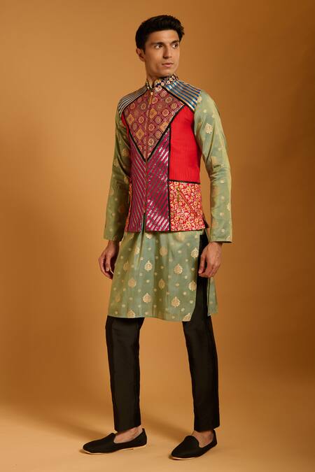 Buy Siddartha Tytler Multi Color Dupion, Brocade, Lampi, Chanderi Zari, Embroidery, Bundi And Kurta Set Online at Aza Fashions Buy_Siddartha Tytler_Multi Color Dupion, Brocade, Lampi, Chanderi Zari, Embroidery, Bundi And Kurta Set _Online_at_Aza_Fashions