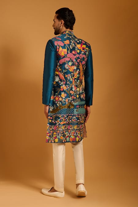 Siddartha Tytler Forest Thread Work Sherwani Set 