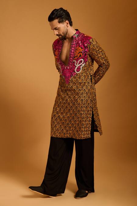 Siddartha Tytler_Multi Color Georgette, Rayon Embroidery, Sequins, Metallic Thread Work Kurta Set _Online_at_Aza_Fashions