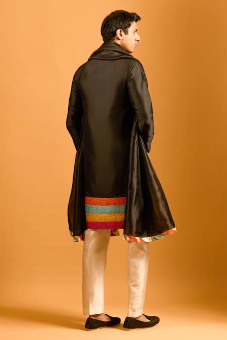 Siddartha Tytler Striped & Crystal Work Kurta Set 