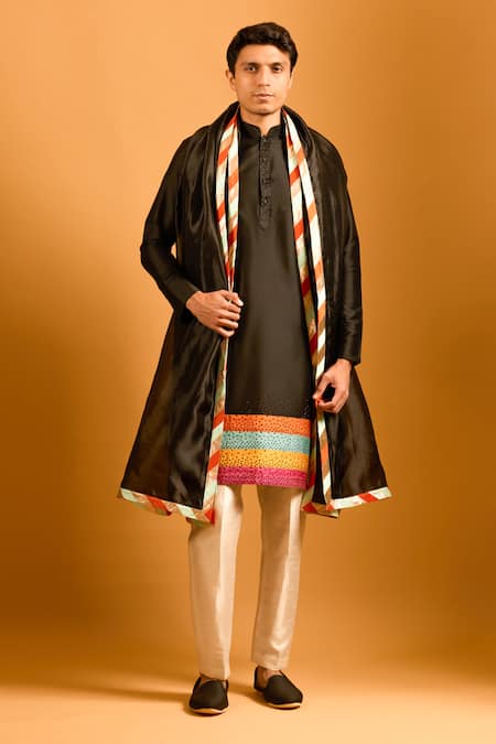 Siddartha Tytler Striped & Crystal Work Kurta Set 