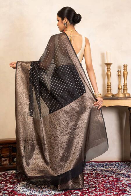 Zal From Benaras Silk Banarasi Handloom Saree With Unstitched Blouse Fabric 