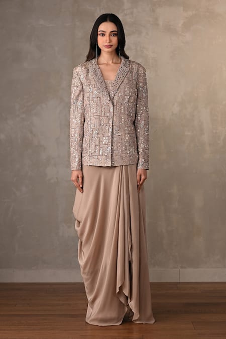 Onaya Mirror Sequin Work Jacket Skirt Set 