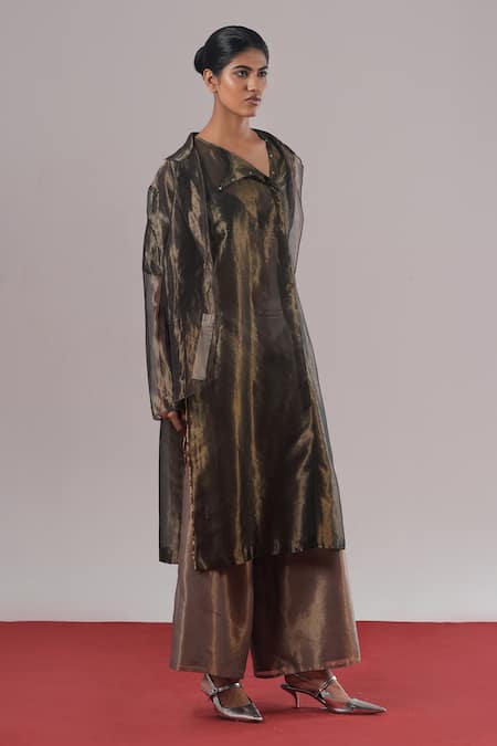 Urvashi Kaur Yugen Striped Tissue Silk Handwoven Blazer 