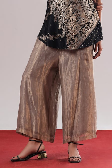 Buy_Urvashi Kaur_Grey Tissue, Silk Yugen Handwoven Farshi Pant _Online_at_Aza_Fashions