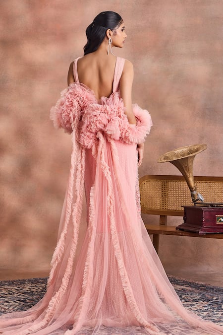 Supria Munjal Petal Curve Gown With Drape 