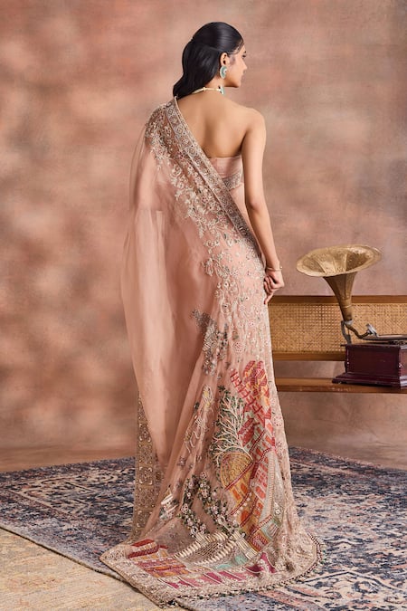 Supria Munjal Sheer Pre-Draped Saree With Corset 