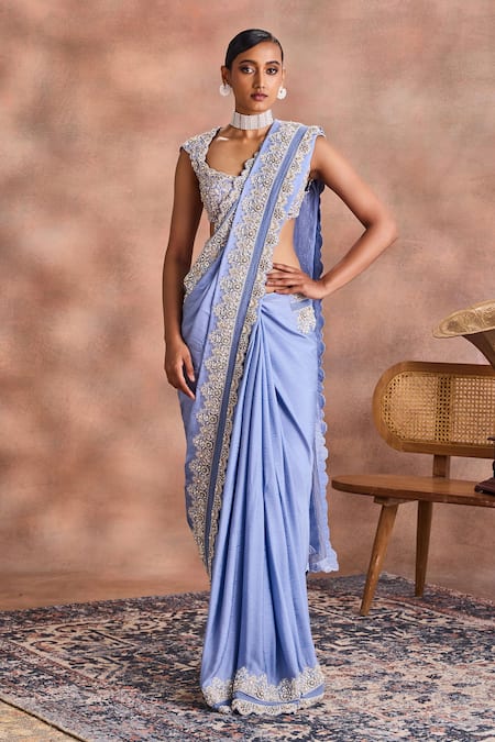 Supria Munjal Scalloped Edge Saree With Embellished Blouse 
