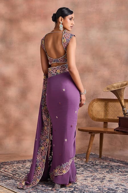 Supria Munjal Cutwork Floral Saree With Blouse 