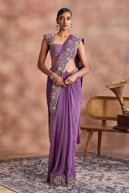 Supria Munjal Cutwork Floral Saree With Blouse 