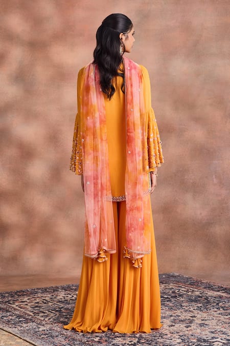 Supria Munjal Embroidered Bell Sleeve Kurta Palazzo Set 