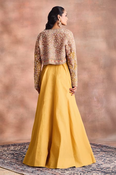 Supria Munjal Embroidered Cropped Jacket Lehenga Set 