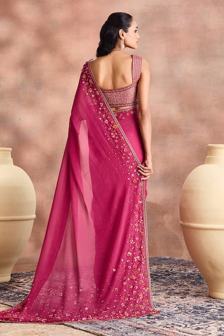 Supria Munjal Embellished Sheer Saree With Blouse 