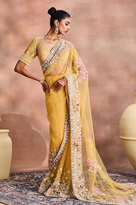 Supria Munjal Embroidered Poem Saree With Blouse 