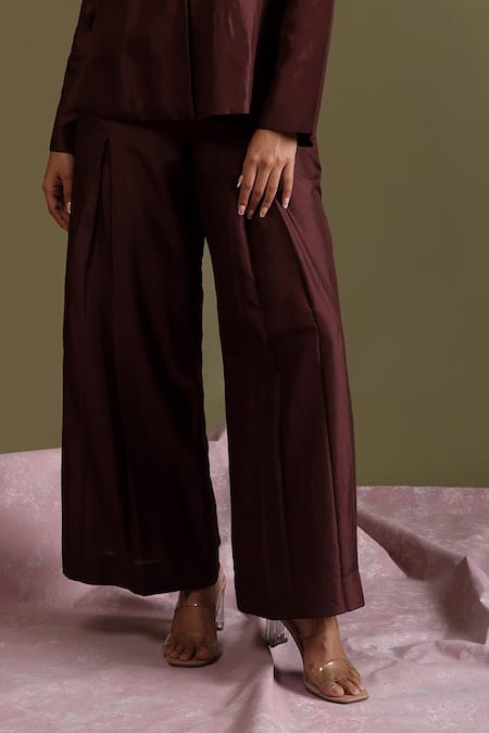 Shop_Chokhi Chorri_Brown Silk Embroidery Chakra Handwoven Jacket And Pant Set _Online_at_Aza_Fashions