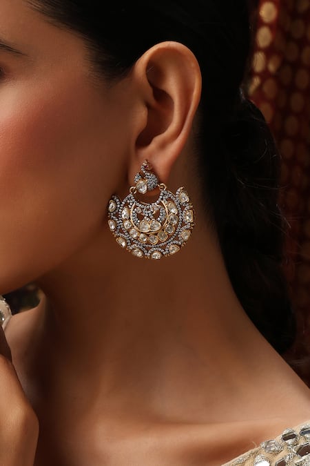 Swabhimann Polki Embellished Chandbali Earrings 