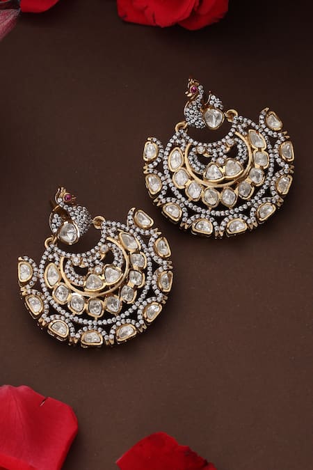Swabhimann Polki Embellished Chandbali Earrings 