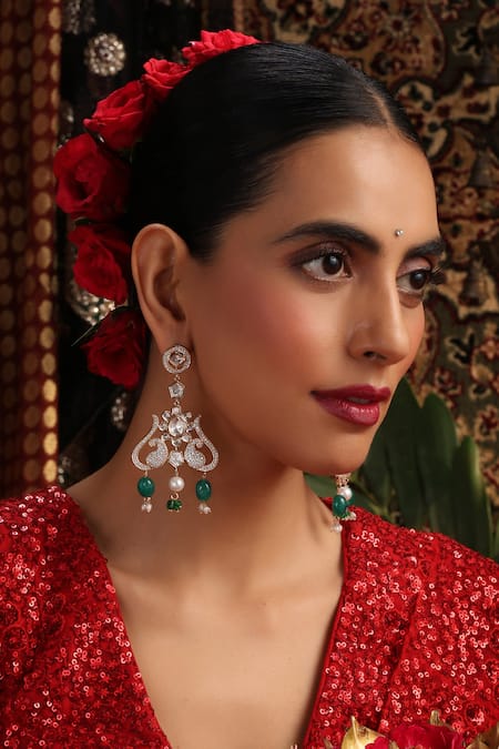 Swabhimann Polki Embellished Drop Dangler Earrings 