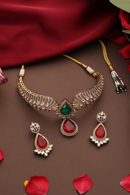 Swabhimann Polki & Pendant Drop Choker Set 