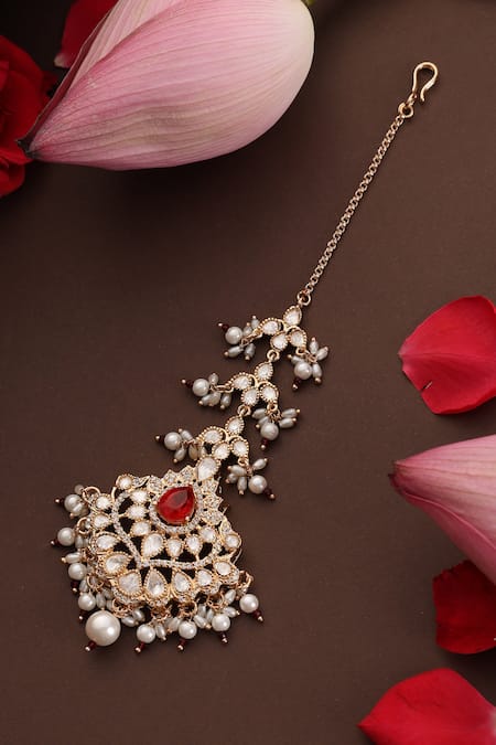 Swabhimann Polki Embellished Drop Maangtikka 