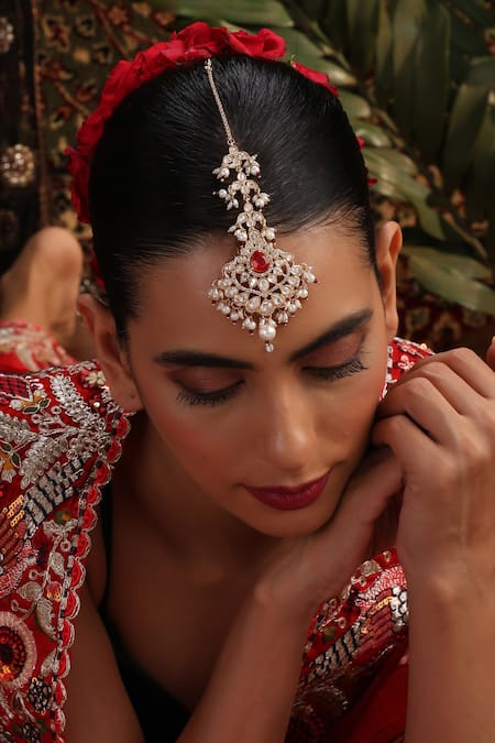 Swabhimann Polki Embellished Drop Maangtikka 