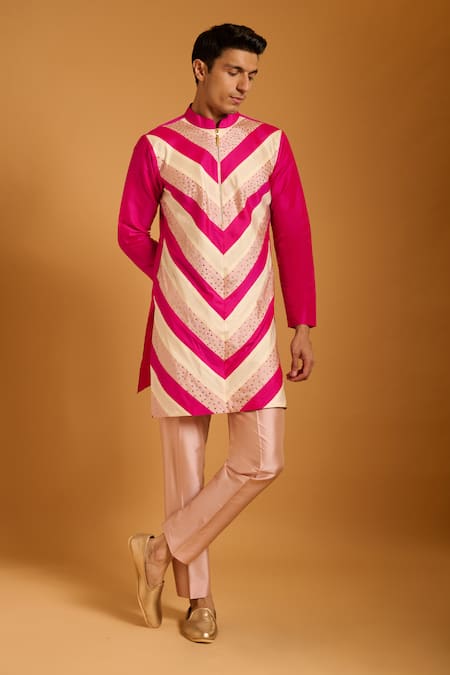 Siddartha Tytler Chevron Pattern Kurta Set 