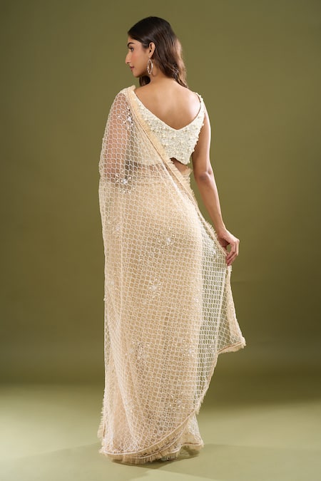 COUTURE BY NIHARIKA Pearl Embroidered Saree With Blouse 