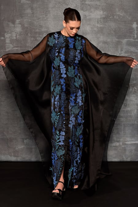 Samant Chauhan Botanical Embroidered Dress 