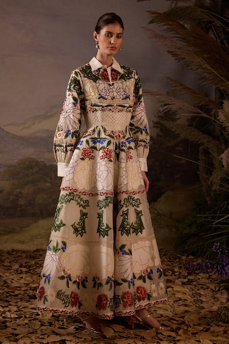 Samant Chauhan Floral Tapestry Gown 