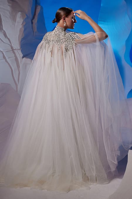 Samant Chauhan Embroidered High Neck Kaftan Gown