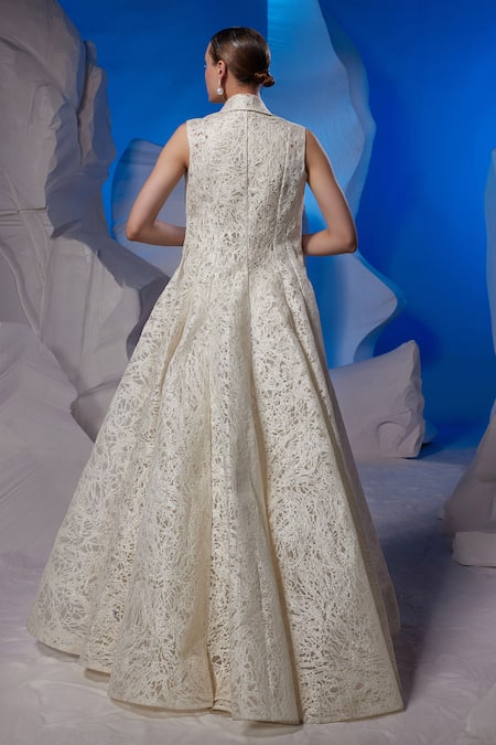 Samant Chauhan Embroidered Gown & Sleeveless Jacket Set 