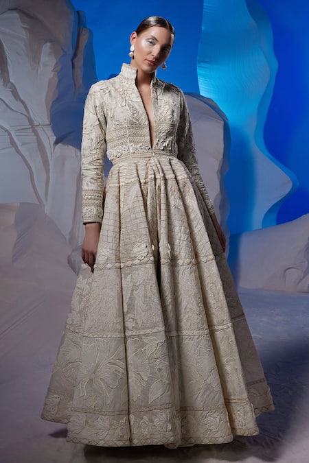 Samant Chauhan Embroidered Full Sleeve Gown 