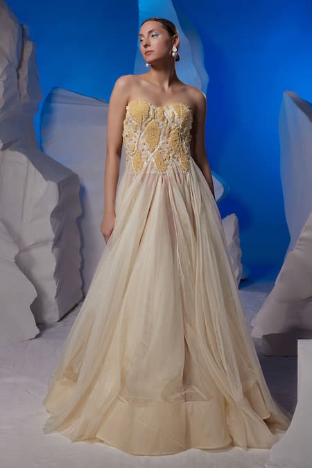 Samant Chauhan Embroidered Tube Gown 