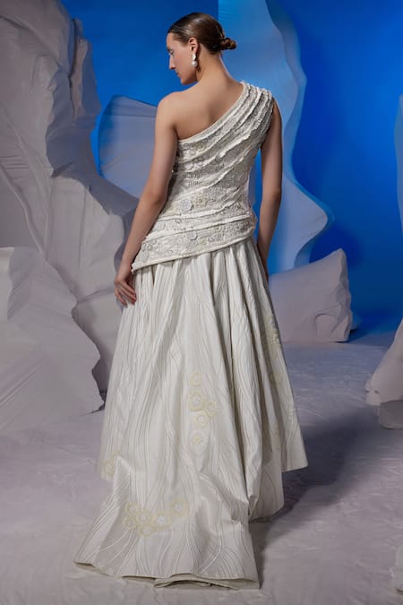 Samant Chauhan Embroidered One Shoulder Gown 