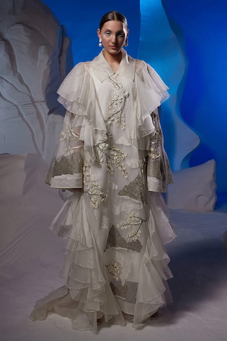 Samant Chauhan Ruffled Organza Silk Gown  