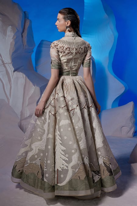 Samant Chauhan Embroidered Winter Landscape Gown 