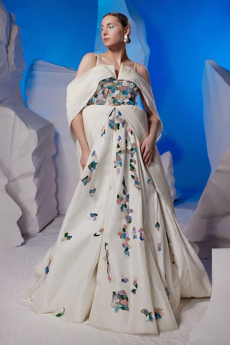 Samant Chauhan Tassel Embroidered Gown  