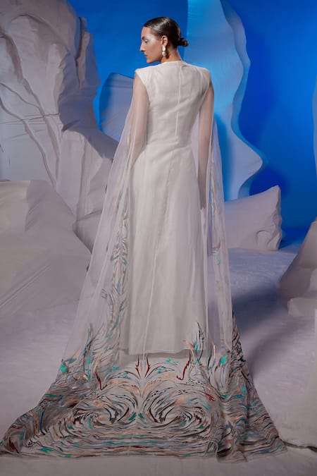 Samant Chauhan Embroidered Front Slit Maxi Dress  