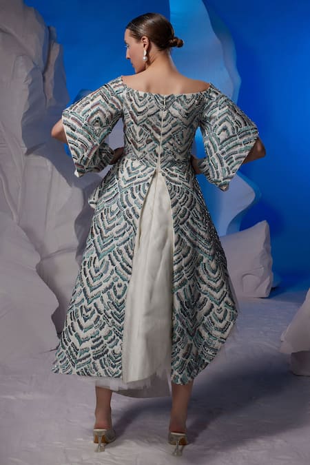 Samant Chauhan Geometric Pattern Embroidered Short Dress 