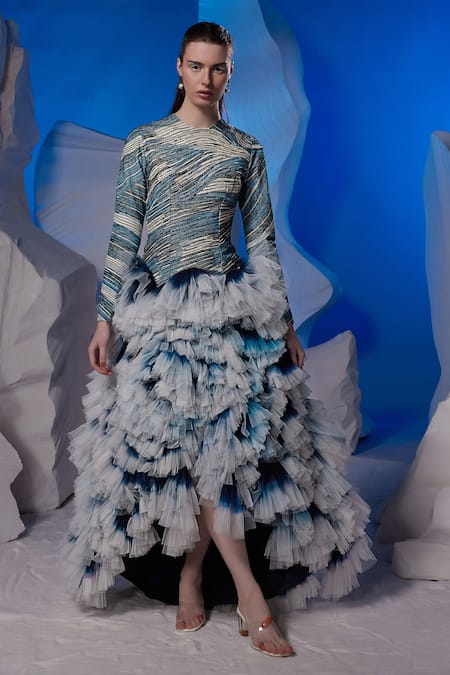 Samant Chauhan Abstract Pattern Gown 