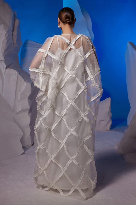 Samant Chauhan Ruffled Criss Cross Organza Kaftan  